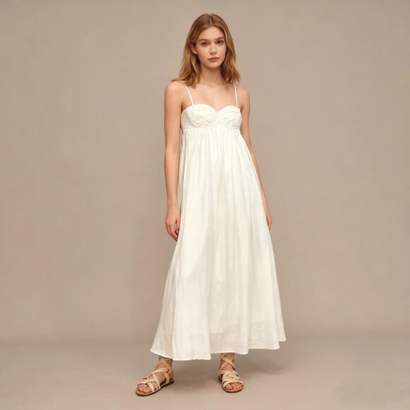 Farm Rio Dresses & Skirts - NWOT Farm Rio Linen Blend White Sleeveless Maxi Dress Size M